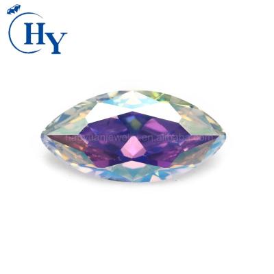 China Color Play or Fire Marquis Rainbow Zircon AB Color Plated CZ Stones for sale