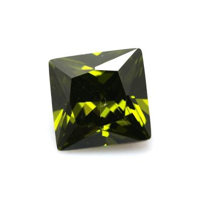 China Loose Color Game Or Fire Gemstone Peridot Princess Cut Square Zircon Stone for sale