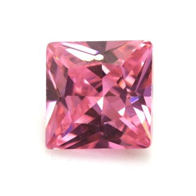 China Color Play Or Fire Loose Color Pink Princess Reduced Square Synthetic Zircon Stone Price for sale