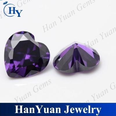 China Fire Mode Color Play Or Heart Shape Dark Amethyst CZ Gems Loose For Pendant for sale