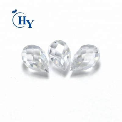 China Color Game or Fire Good Quality Faceted White Loose CZ Drop Zirconia Briolette For Necklace for sale