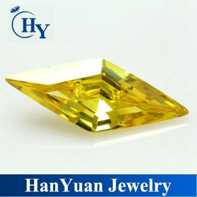 China New Product Gold Irregular Cut Color Play Or Fire Rhombus Shape CZ Stone for sale