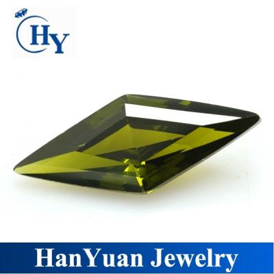 China Fire Newcomer Peridot Irregular Cut Color Play Or Rhombus Form CZ for sale