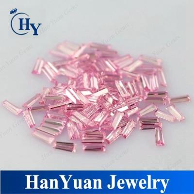 China Color Play or Fire Loose Color Trapezoid Shape Wand Pink Cut CZ for sale