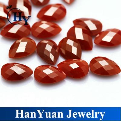 China Fire New Arrival Pear Shape Checkerboard Orange Color Play Or Double Cut Milky CZ Gemstone for sale