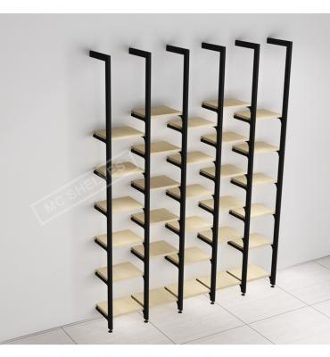 China Shop factory wholesale commercial wooden shoe display rack, simple design shop metal shoe wall display rack for sale