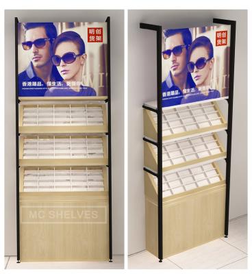 China All kinds of 2018 store Miniso style wooden glass display stand, glasses displays cabinet, glass showcase for sale