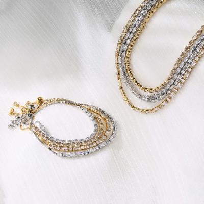 China CLASSIC B038 Amazing Crystal Pave Necklace High Quality 18k Gold Silver Plated Chain Necklace For Woman for sale