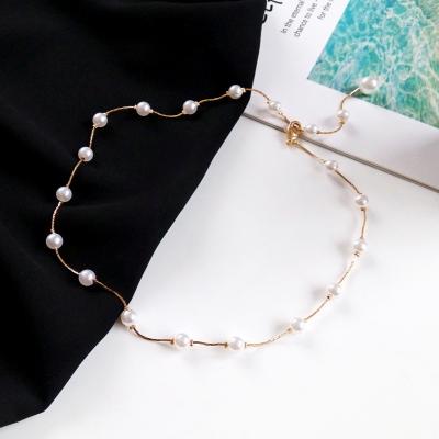 China Europe and America amazing fashion stone pendant necklace A021, simple style bead necklace chain necklace beaded pearl jewelry for sale