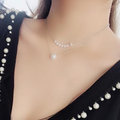 China A009 new environmentally friendly pearl pendant necklace, pearl necklace double layer pearl pendant necklace wholesale for sale