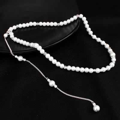 China A008 Europe and America gold pearl necklace fashion fantastic pearl necklace with rosary chain pearl crystal pendant necklace for sale