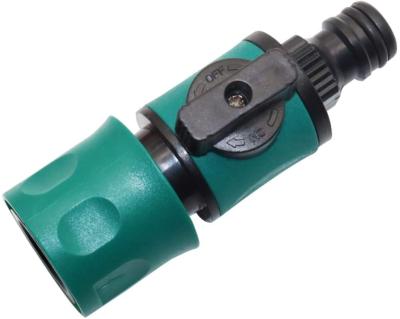 China Plastic Garden Hose Watering Quick Connector With Shut Off Valve for sale