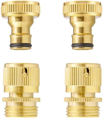 China EASY Car Wash Pet Wash CONNECT 3/4 Inch SOLID BRASS Garden Hose Quick Connector Set for sale