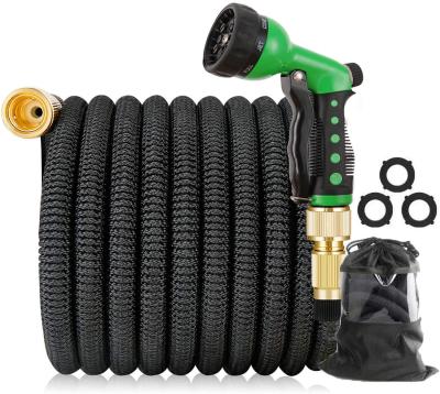 China Wall Mountable 100ft Expandable Garden Hose 30m Water Expanding Hose With 3 Layer Latex Brass Core 3/4 Solid Connector for sale