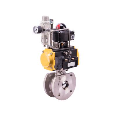 China General General Use Pneumatic Actuated Valve DN25 Flange Slim Ball Valve for sale