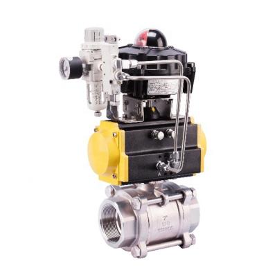 China CF8M General 1000 Meca 3 Piece Pneumatic Actuated Ball Valve With Pneumatic Actuator for sale