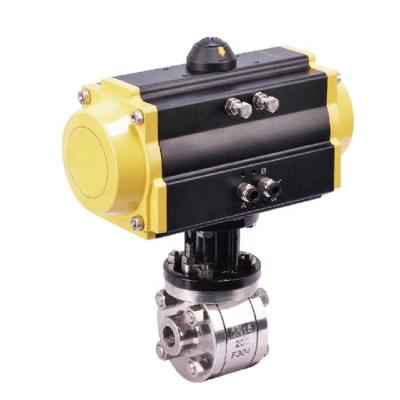 China Dual General Acting 3 Piece Ball Pneumatic Control Valve, Single Acting 3 Piece Pneumatic Operated Ball Valve for sale