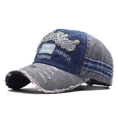 China Wholesale CHINA COMMON Two Tone Sports Baseball Cap Custom Embroidered Distressed Washed Baseball Cap for sale