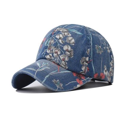 China New COMMON style printed baseball cap with professional logo custom washed denim baseball cap hat for sale