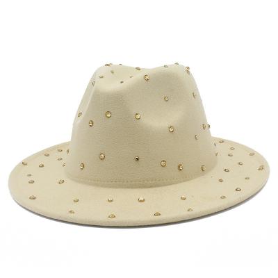 China New fashion design fedora hats china wholesale felt faux stone fedora hat women fedora hats for men for sale