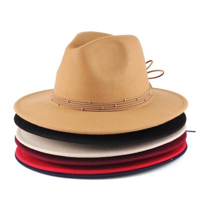 China New style European and American design wide wool felt flat wide brim felt hat hats felt hat for women for sale