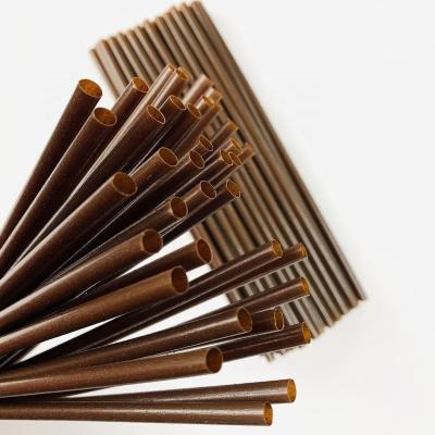 China Biopoly Disposable Custom Biodegradable Compostable Coffee Grounds Dark Straight Drinking Straw for sale