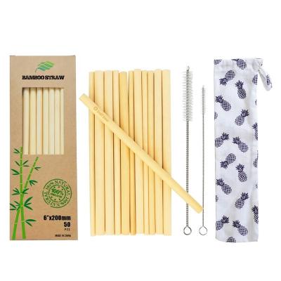 China Factory Stocked Sales Directly Customized Logo Bamboo Straw 100% Natural Drinkable Straw Bamboo for sale