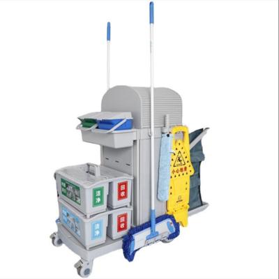 China Quick Commercial Janitorial Trolley 1 Stabilized Hotel Trolley Polyester Trolley Hotel ECG Cleaning Trolley Professional Housekeeping for sale