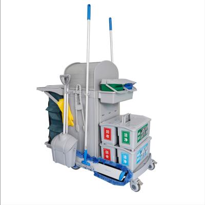 China Commercial Multifunctional Plastic Household Street ECG Hotel Cart Serving Cleaning Trolley Cleaning Trolley for sale