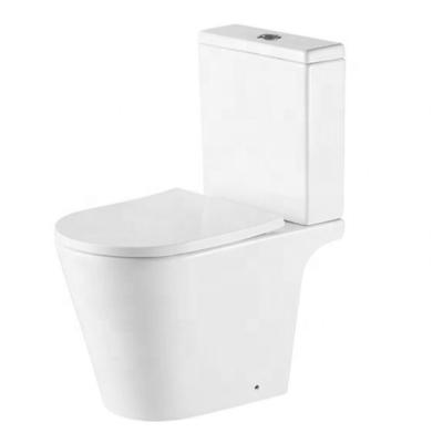 China Double-Flow Rimless Two-Piece Lavatory Toilet for sale