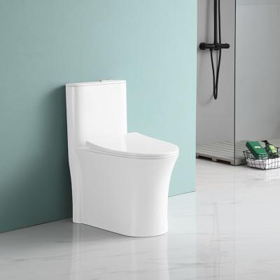 China Double-Flow Bathroom Modern Design High Quality White Ceramic Strap One Piece Toilet for sale