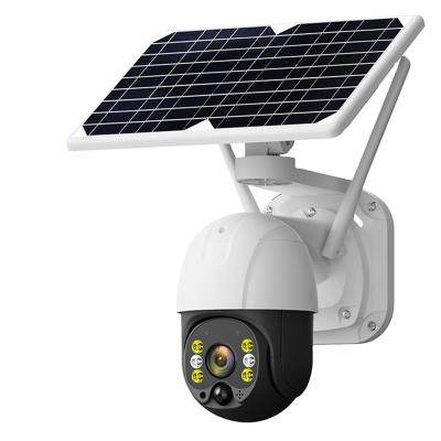 China Built-in Siren 5MP 4G SIM Card Wifi Solar Camera PTZ Outdoor PIR Human Detection Audio Wireless Color Night Vision CCTV Battery Security Camera for sale