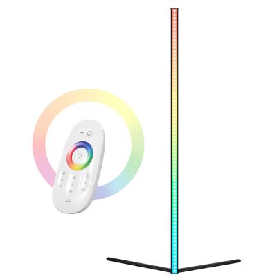 China Dimmable Functions LED Tripod Shelf Corner RGB Floor Lamp Triangle Lighting Standing RGB LED Color Corner Floor Lamp With Outdoor for sale