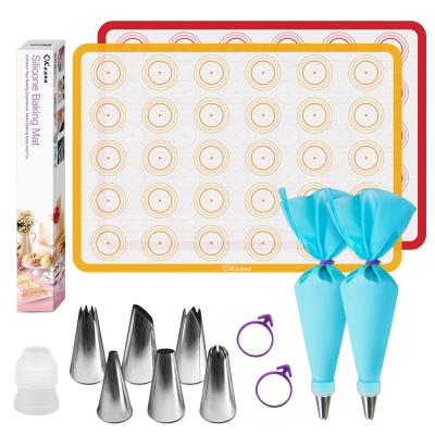 China Wholesal Sustainable Non-Stick Silicon Bake Mat Reusable Cake Decorating Tool Set Baking Macaron Baking Tool Kit Cake Decorating Supplies for sale