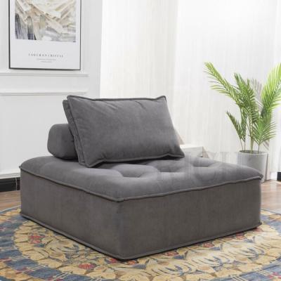 China Simple modern gray living room furniture tufted seating simple gray sofa 1 seat velvet fabric sofa moderno divano velvet tufted sofa for sale