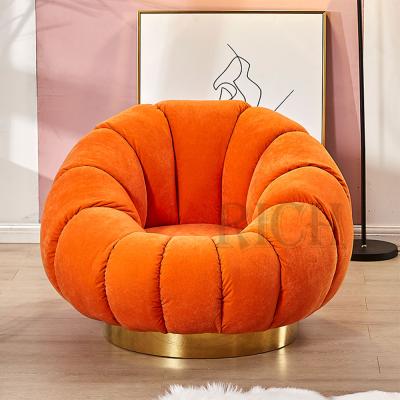 China Circular Luxury Lounge Chair Lounge Chair Modular Pumpkin Sofa Chair Pink Velvet Swivel Accent Swivel Chair for sale