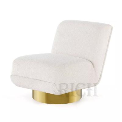 China White Shearling Teddy Fleece Loop Chair Sherpa Lambskin Fabric Accent Chair Modular Swivel Cream Comfortable Modern Sheepskin Chair for sale