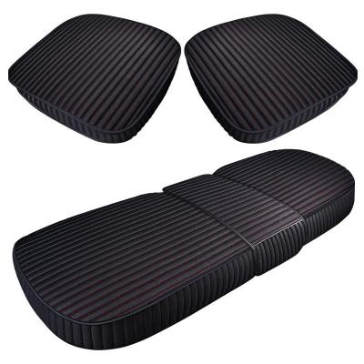 China Single Color with No Pattern Four-season universal horizontal strip single color car seat cushion three-piece set for sale