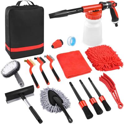 China Multi-purpose Amazon HOT sale 14pcs Interior Car Care Kit Car Wash Kit Car Detailing Cleaning Set Alloy Wheel Brush Cleaning Kit for sale