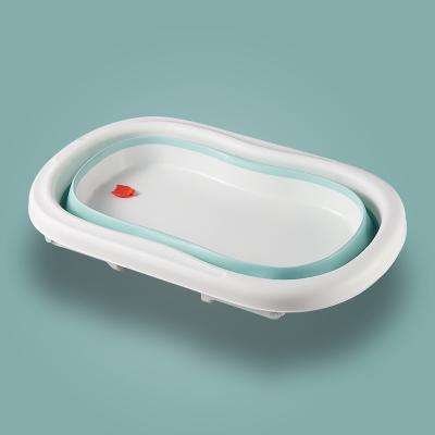 China FOOD-GRADE PP+TPE 83cm Foldable Baby Bath Tub Plastic Folding Baby Bathtub Set, Bath Tub For Kids Use With Cushion for sale