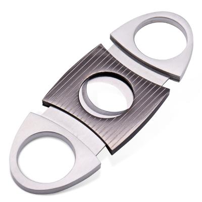 China Luxury Eco-friendly Rose Gold Stainless Steel Metal Cigar Cutter Business V Cut Gift for sale