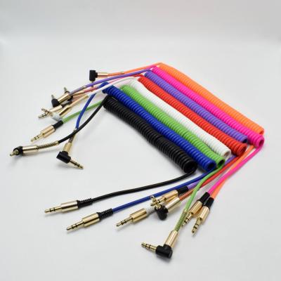 China Telescopic AUX cable car wire speaker audio. Car Spring Elbow 3.5mm Gold Plated And Video Cables For Iphone for sale