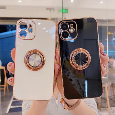 China Anti-fall Mobile Accessories Plating Stand Holder TPU Magnetic Mobile Phone Case For Iphone Phone Cases for sale