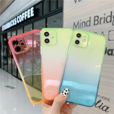 China Anti-fall Gradient Color Straight Edge Soft Shell Smartphone Case TPU Phone Case For iphone 12 Pro Max Phone Case for sale