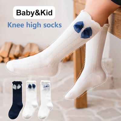 China Hot Sale Bow Ruffle Little Girls Sporty Knee High Hoops Soft Cotton Baby Stocking Baby Socks for sale