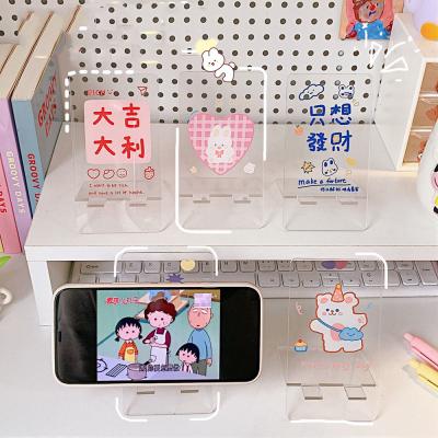 China Creative Portable Cell Phone Holder Tablet Rabbit Bear Phone Stand Man Lazy Desktop Acrylic Clear Mobile Phone Holder for sale