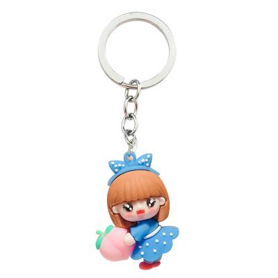 China Cute Keychains Wholesale Cute Pendant Schoolbag Pendant Gift Girl Peach Cartoon Key Chain Kawaii Resin Key Chain for sale