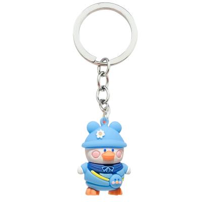 China Exquisite Kawaii Keychain Resin Duck Backpack Key Chain School Bag Cute Car Hanging Decoration Keychains Gifts for sale