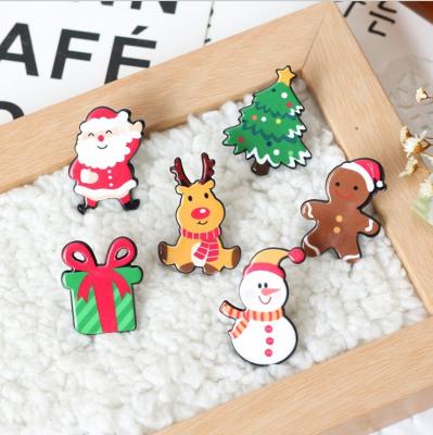 China Cute Acrylic Brooches Christmas New Year Gift Cartoon Badge Female Jewelry Pin For Women Girl Promotional Gifts for sale