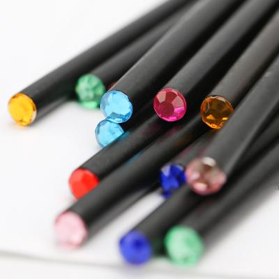 China office & School pencil black pencil with diamond stone for sale